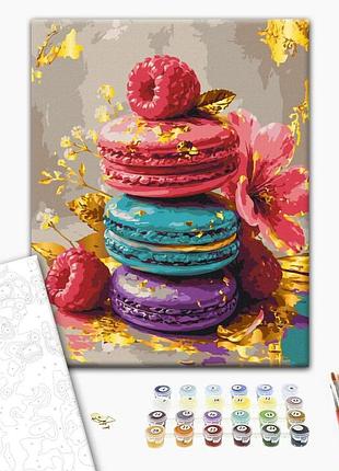 Картина за номерами "барвисті макаруни з малиною" bs54656 40×50 см