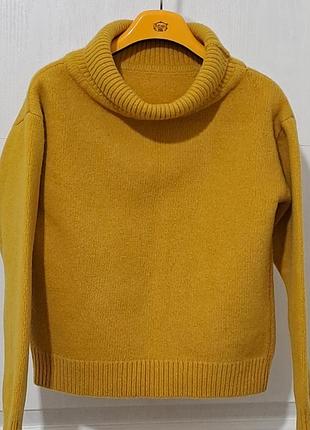 Шерстяной теплый свитер zara для девочки, оверсайз