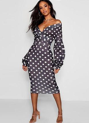 Розпродаж сукня boohoo міді горох 8