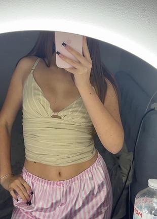 Топ жіночий zara бежевий у смужку