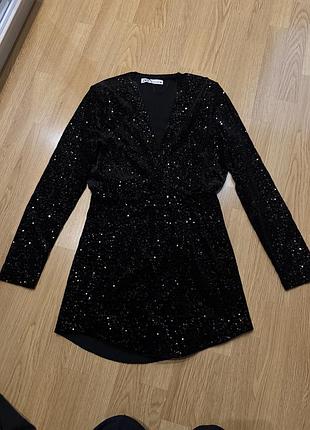 Сукня zara чорна в паєтки