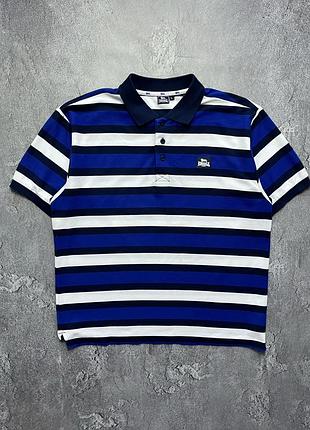 Vintage винтажная футболка поло lonsdale лонсдейл big logo striped в полоску size l размер л