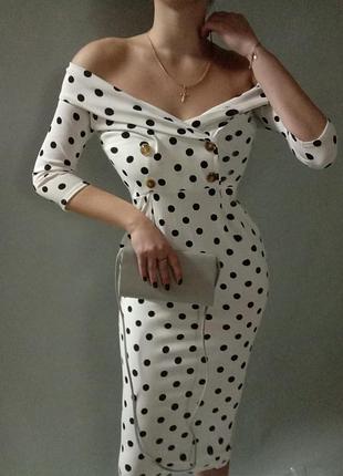 Розпродаж cукня boohoo міді двубортна горох cтиль жаклін кеннеді