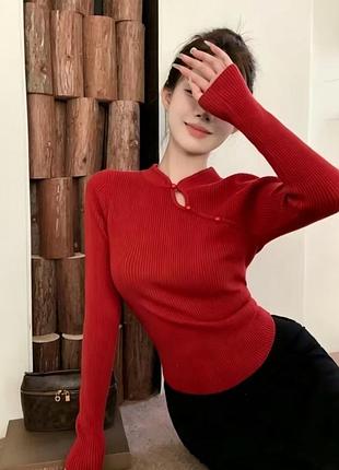 Эффектная, стильная кофточка, джемпер, 100% вискоза, р. asian one size, наш 40-44, красный