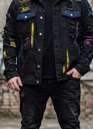 🔥 джинсовка в стилі grunge / streetwear, рвана куртка ///40