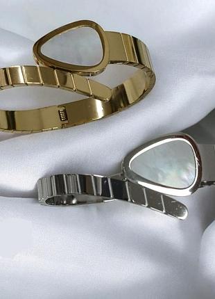 Браслет зі змією булгарі з медичної сталі (stainless steel) колір срібла срібло