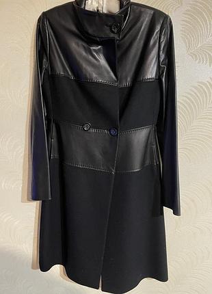 Пальто жіноче max mara чорне шкіряне 6