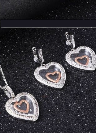 Комплект серьги и подвеска chopard из медицинского золота stainless steel, xuping позолоченные