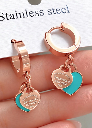 Серьги тиффани из медицинского золота stainless steel, xuping позолоченные