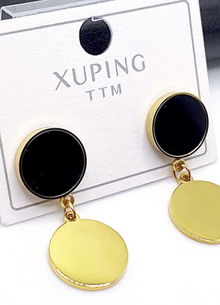 Серьги без камней 2,7 см медзолото, медицинское золото, xuping лимонные