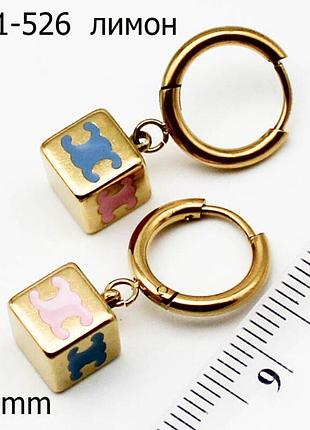 Сережки селін з медичної сталі stainless steel, xuping, позолота