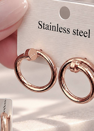 Серьги картье из медицинского золота stainless steel, xuping позолоченные
