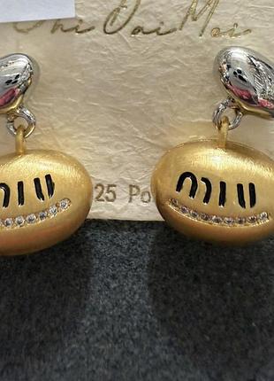 Серьги miu из медицинского золота stainless steel