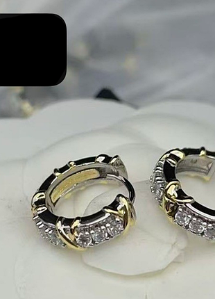 Серьги тиффани из медицинского золота stainless steel лимонная позолота+белое золото