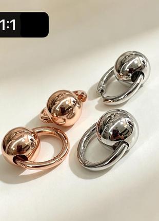 Серьги balenciaga с большими шариками из медицинского золота stainless steel, розовая позолота
