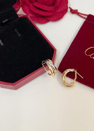 Серьги картье из медицинского золота stainless steel, xuping