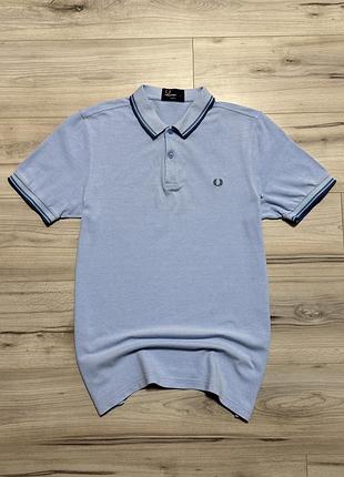 Голубая премиальная футболка поло фред перри fred perry twin tipped m3600, l, оригинал