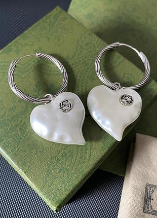 Серьги с жемчугом гуччи из медицинского золота stainless steel
