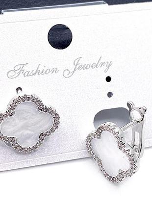 Серьги с белым клевером из медицинского золота stainless steel, xuping позолоченные