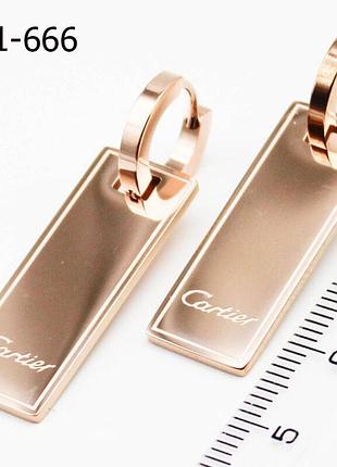 Серьги картье из медицинской стали stainless steel, xuping, позолота