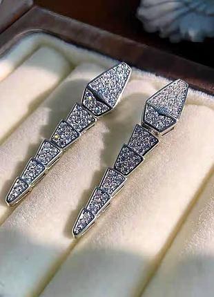 Серьги змеи булгари из медицинского золота stainless steel, xuping белая позолота