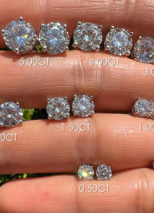 Сережки гвоздики з муассанітом 5 мм з медичної сталі stainless steel