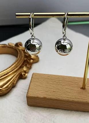 Серьги шарики селин celine из медицинского золота stainless steel
