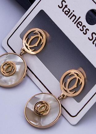 Серьги картье из медицинского золота stainless steel, xuping позолоченные