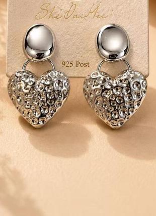 Сережки сердечки гвоздики з медичної сталі stainless steel