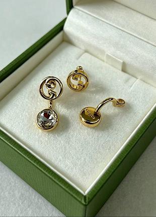 Серьги гуччі из медицинского золота stainless steel, xuping позолоченные родием
