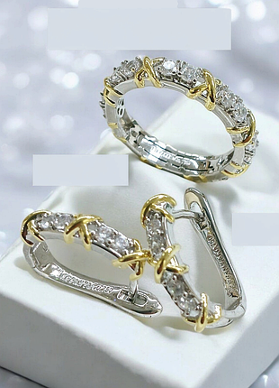 Сережки і каблучка тіффані з медичного золота stainless steel