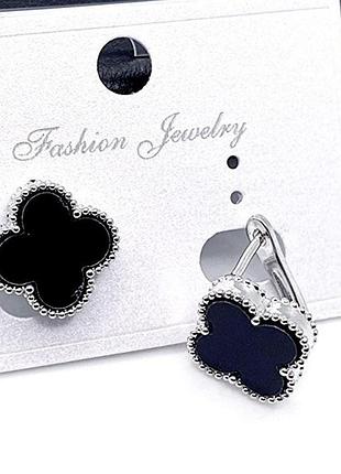 Серьги с черным клевером из медицинского золота stainless steel, xuping позолоченные