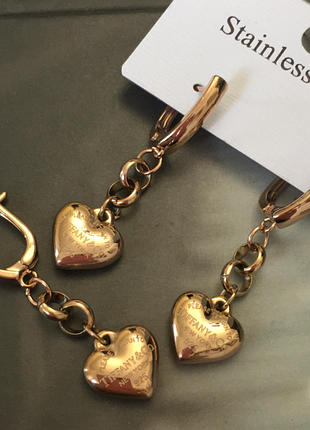 Сережки тіффані з медичної сталі stainless steel, xuping позолочені