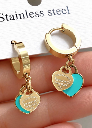 Серьги тиффани из медицинского золота stainless steel, xuping позолоченные