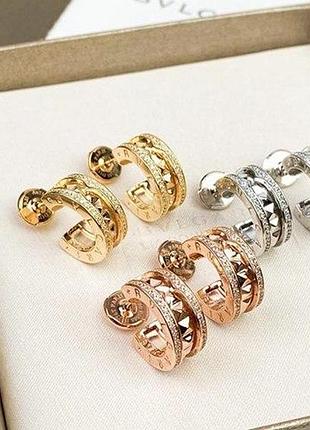 Серьги булгари из медицинского золота stainless steel