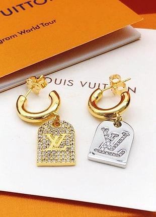 Серьги луи витон гвоздики из медицинского золота stainless steel