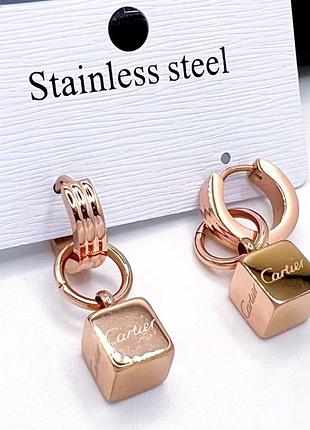 Серьги картье из медицинского золота stainless steel