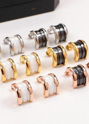 Серьги булгари из медицинского золота stainless steel
