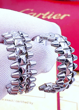 Серьги картье клаш из медицинского золота stainless steel, xuping белая позолота