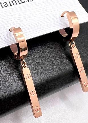 Серьги картье из медицинского золота stainless steel, xuping позолоченные