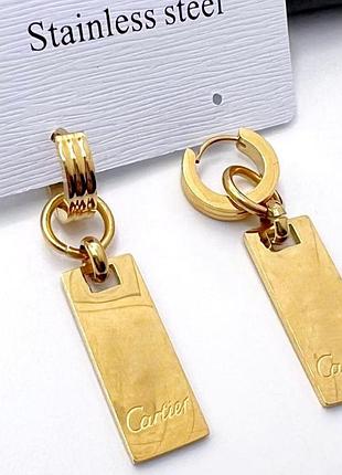 Серьги картье из медицинского золота stainless steel