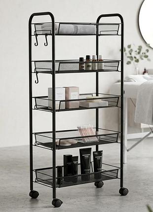 Мобильная тележка-стеллаж calissimo st017, 49×26×105 см, черный