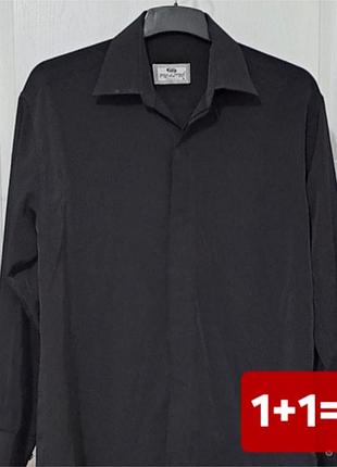 Мужская черная рубашка picalino (oversize / свободный крой), разм. m (можно на l)