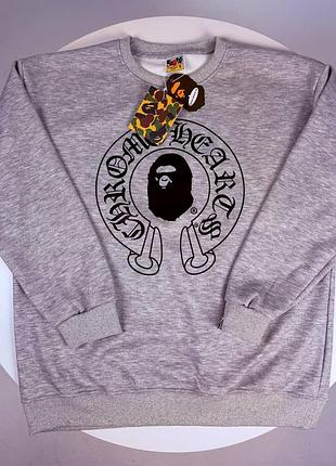 Світшот chrome hearts x варе logo сірий