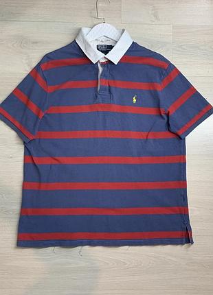 Чоловіче щільне поло регбі polo ralph lauren xl / ua 52–54, rugby shirt, вінтажний стиль, щільний котон, потертий колір, нормальний стан