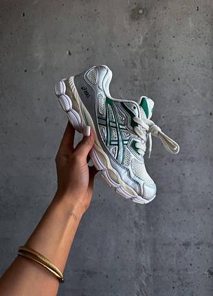 Білі кросівки asics gel nyc kale cream green х асікс 36