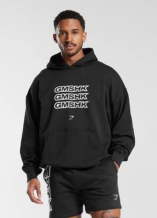 Оверсайз чорна кофта худі джимшарк gymshark gmshk oversized hoodie, факт l, оригінал