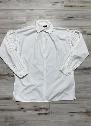 Оверсайз белая женская рубашка ральф лорен polo ralph lauren gathered sleeve, 8 / факт l, оригинал