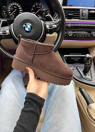 Коричневые женские угги ugg ultra mini platform brown х угг ультра мини 39