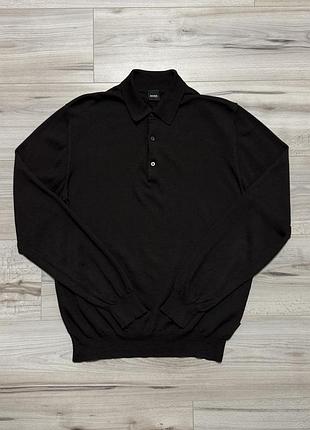 Шерстяной винтажный свитер hugo boss augusto fine knit virgin wool long sleeve, факт l, оригинал